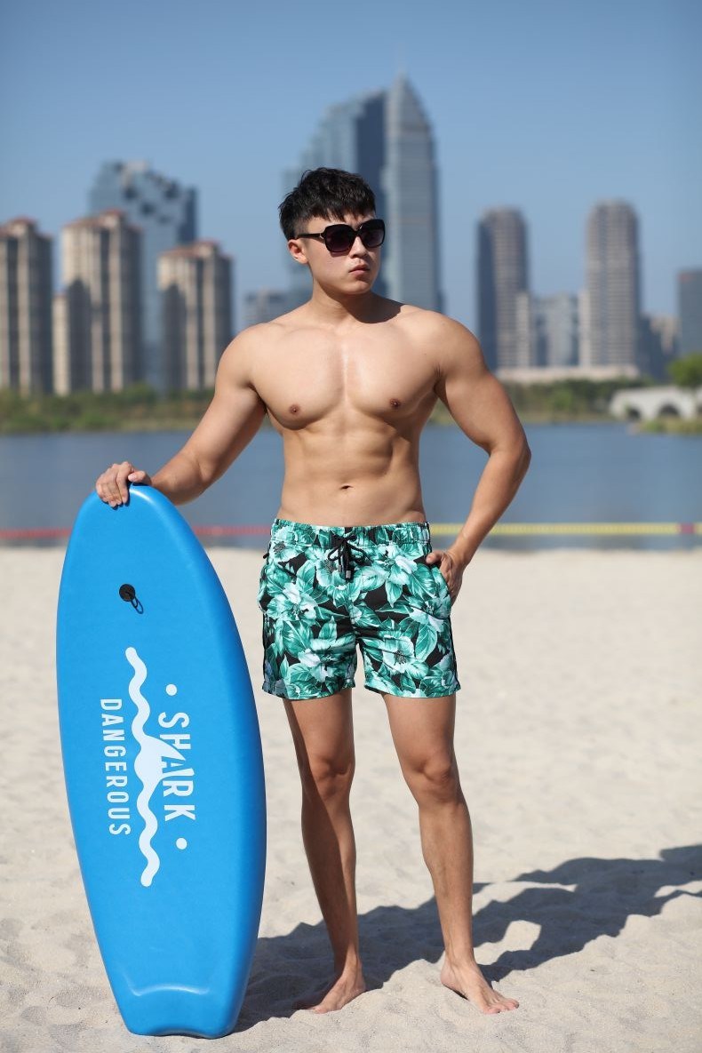 140GSM 100% Polyester Digital Print Quick Dry Full Elastic Waist Brief Lining Water Repellent Man's Swimshort