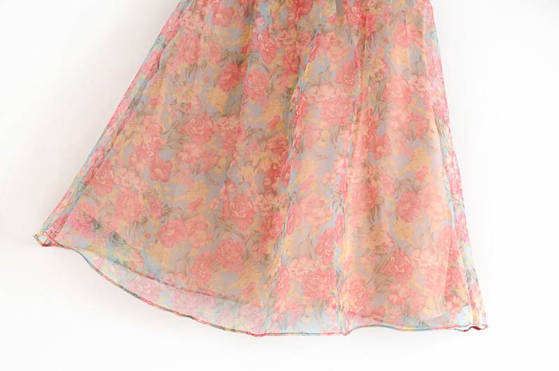 Summer Floral Printed Transparent Dress