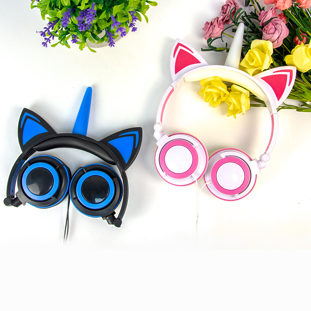 Unicorn Cat Ear Headphones with different color