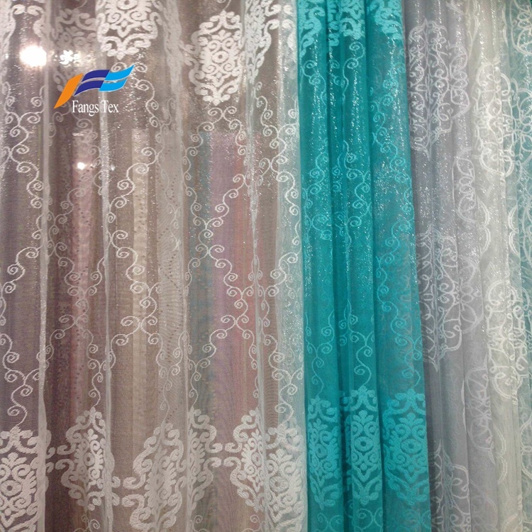 Polyester Embroidered Sheer Voile Upholstery Curtain Fabric 1