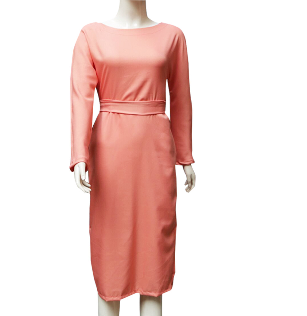 Long Sleeve Spring Button Back Dress