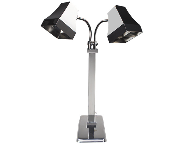 Two Light Heat Lamp with Copper Square Lamp Shade