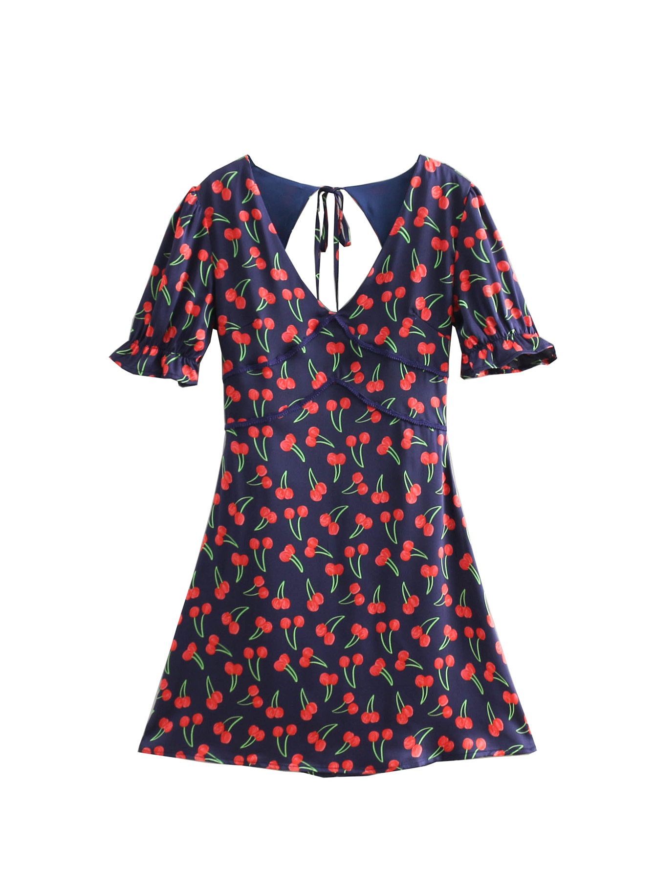 Women's Causal Cherry Printed Dress
