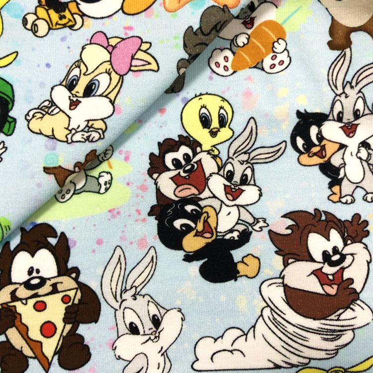 Custom Digital Print Fabric Children Cartoon Terry Fabrics