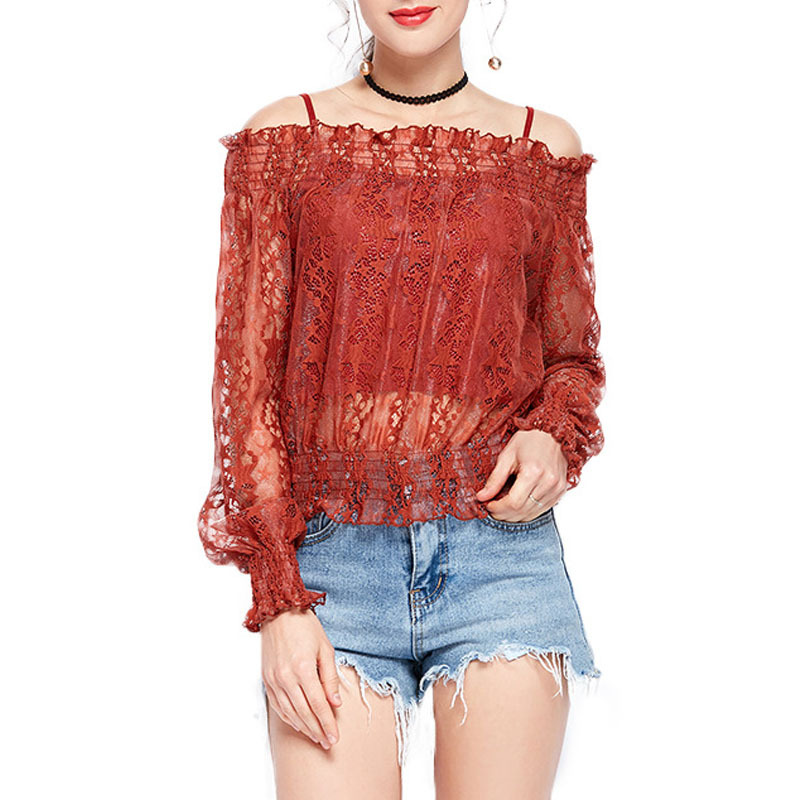 Custom Knitted Off Shoulder Lace Blouse