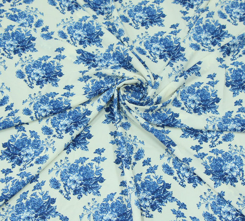 Blue and White Chiffon Fabric