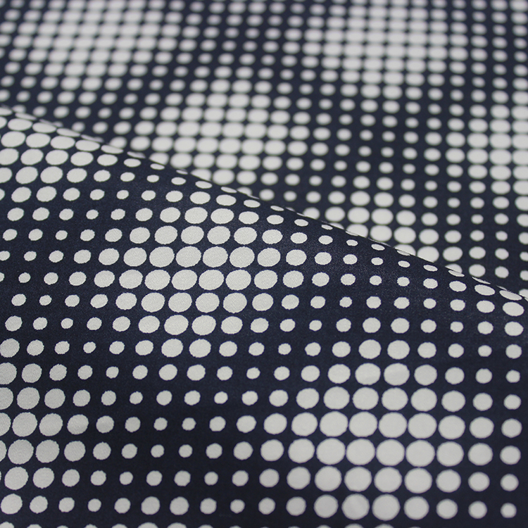 white polka dot sateen fabric