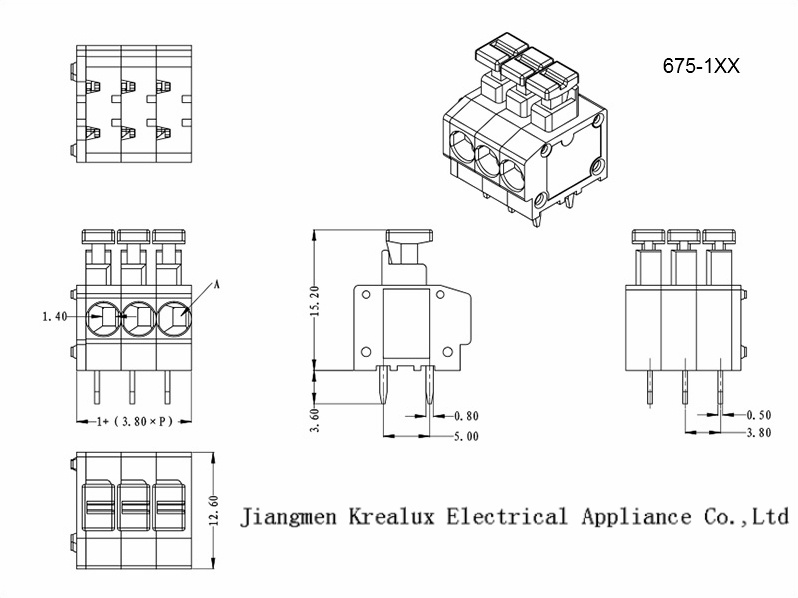 PCB push wire connector for the communication industry