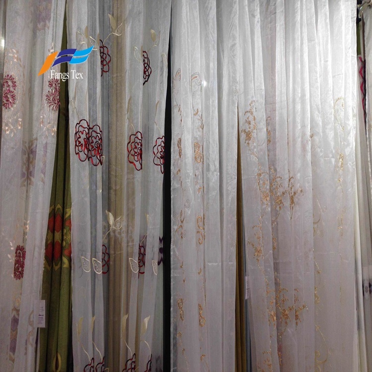 Textile Factory Embroidered Fabric Window Voile Curtain 2