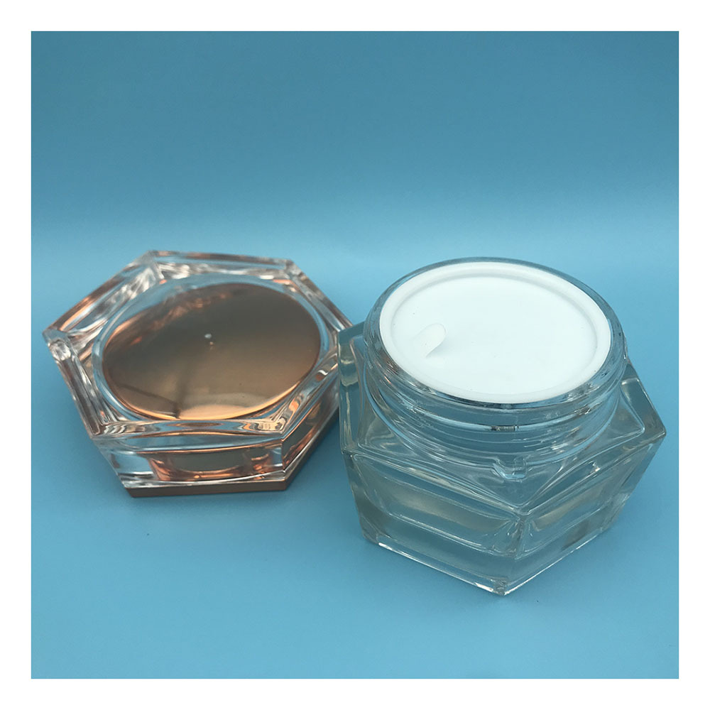 Hexagon glass cosmetic Spray Bottle and jar