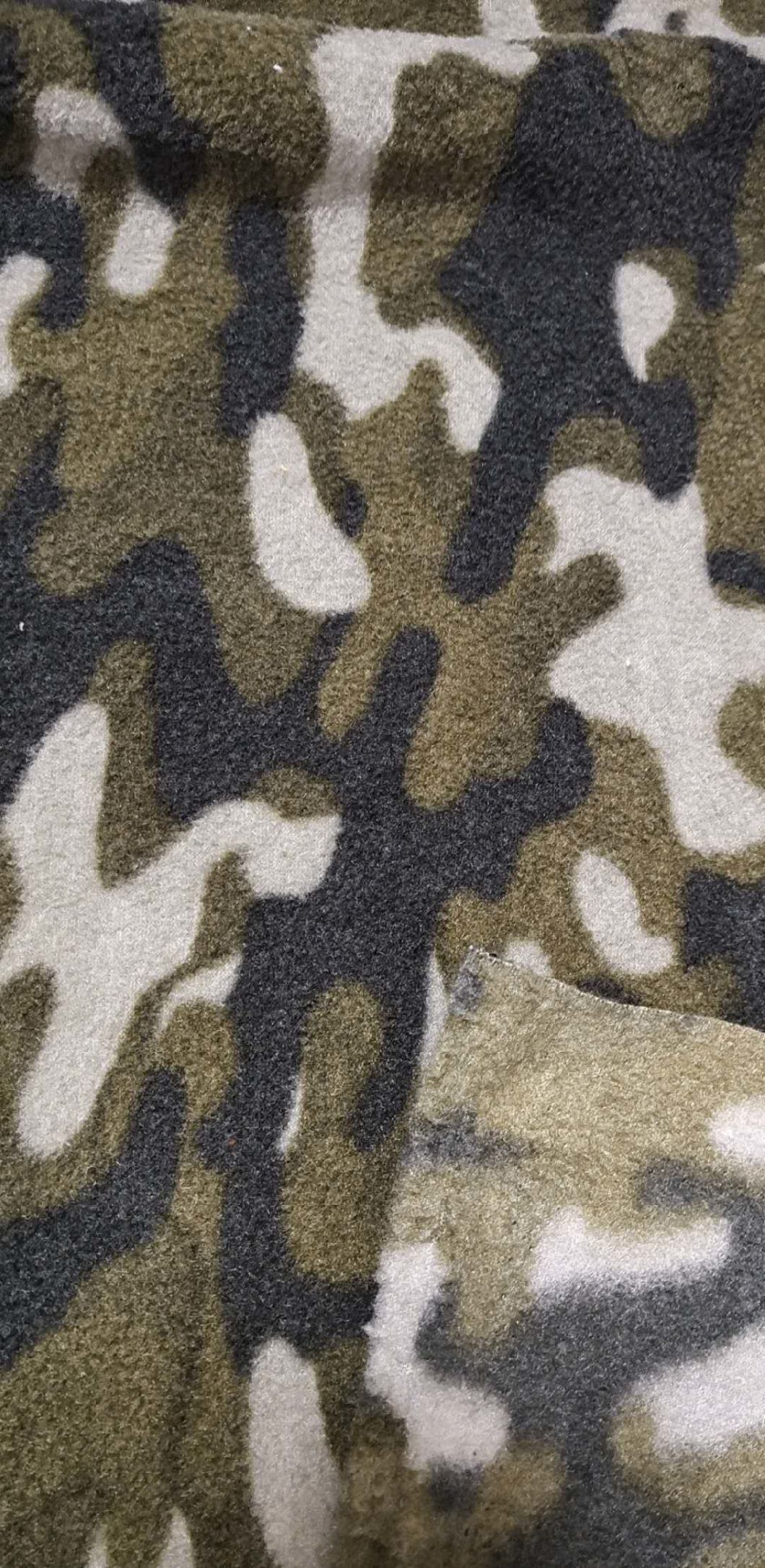 100% Polyester Polar Fleece with Leopard Printed FDY150d/144f Double Brush One Side Anti-Apling Fabric