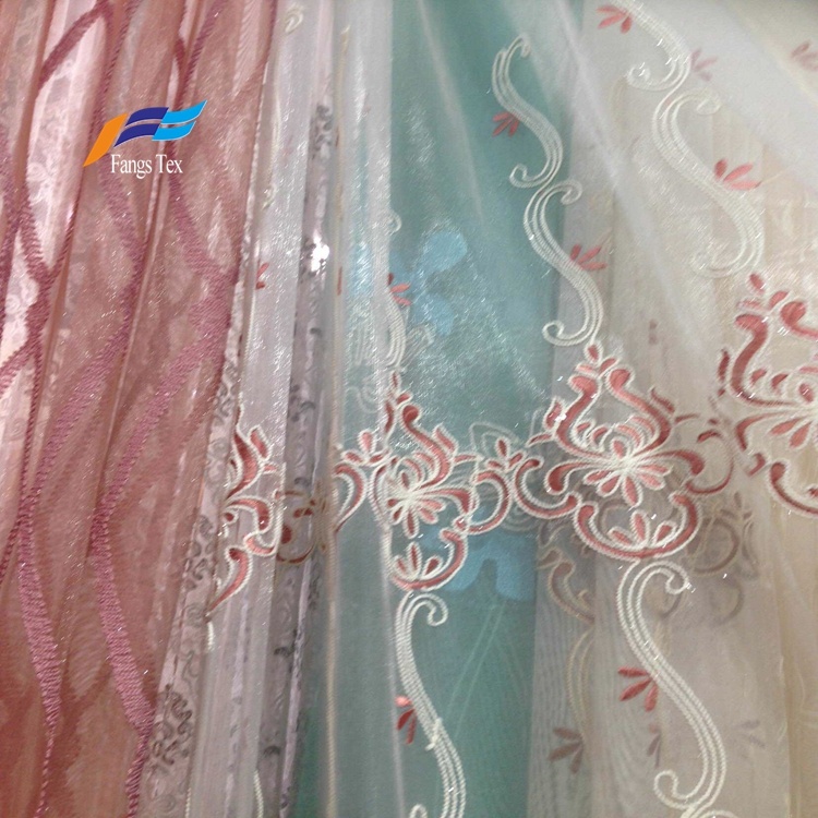 Voile Embroidery 100% Polyester Sound Proof Curtain 4
