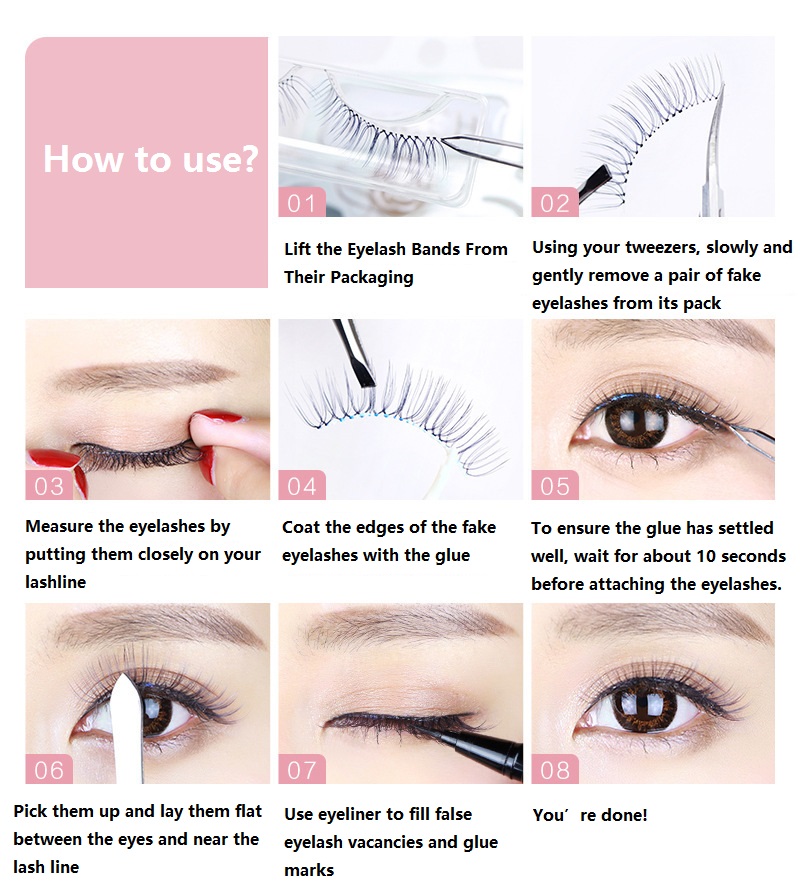 3 pairs False Eyelashes Mink with glue 