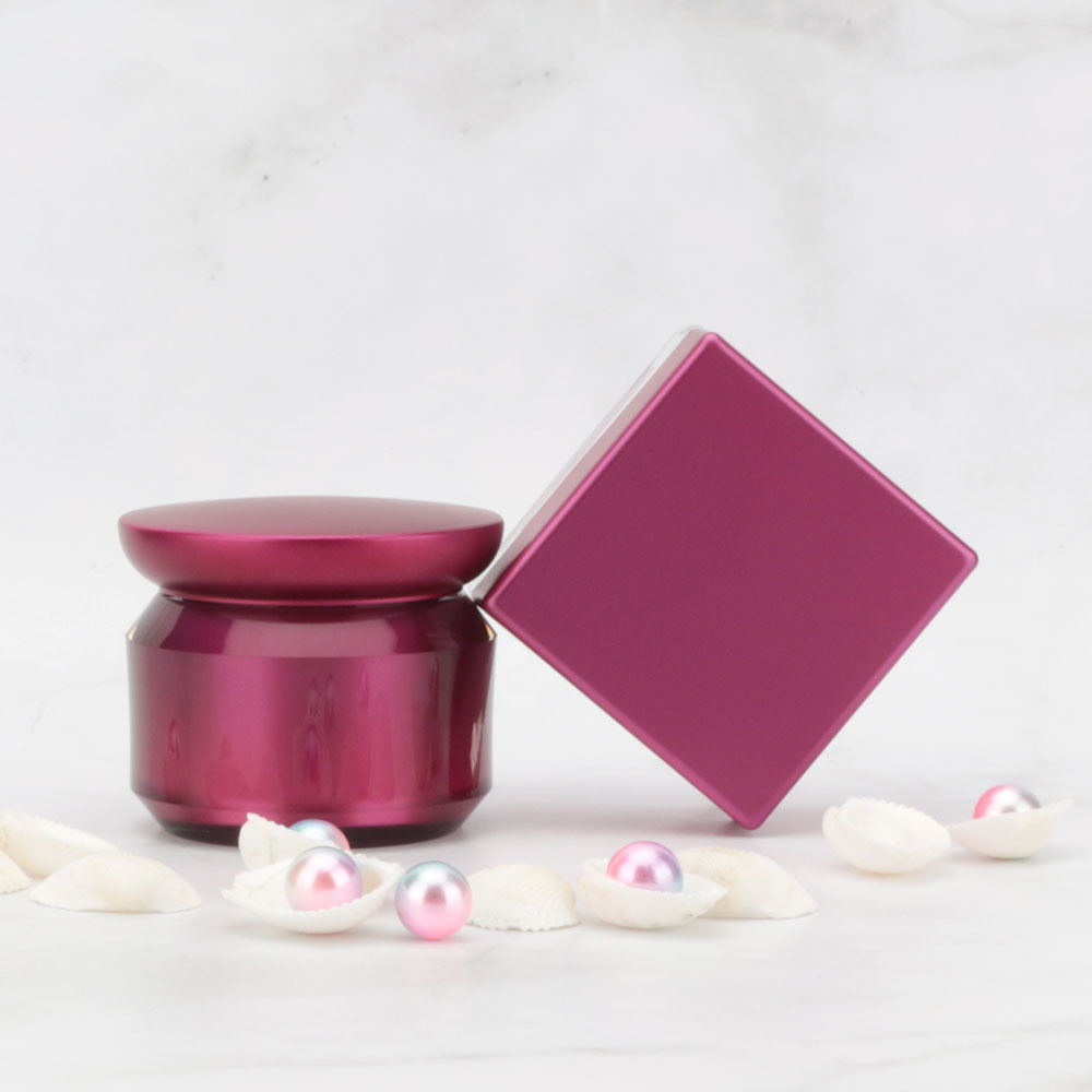 double-layer dark red acrylic square cosmetic jars 