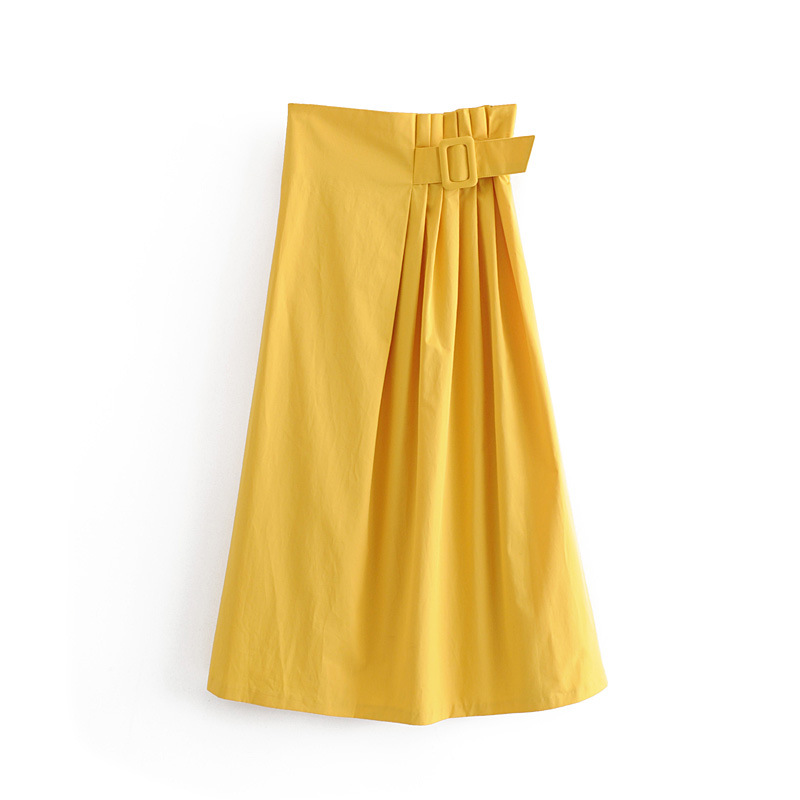 Solid Color Yellow Belt Dress