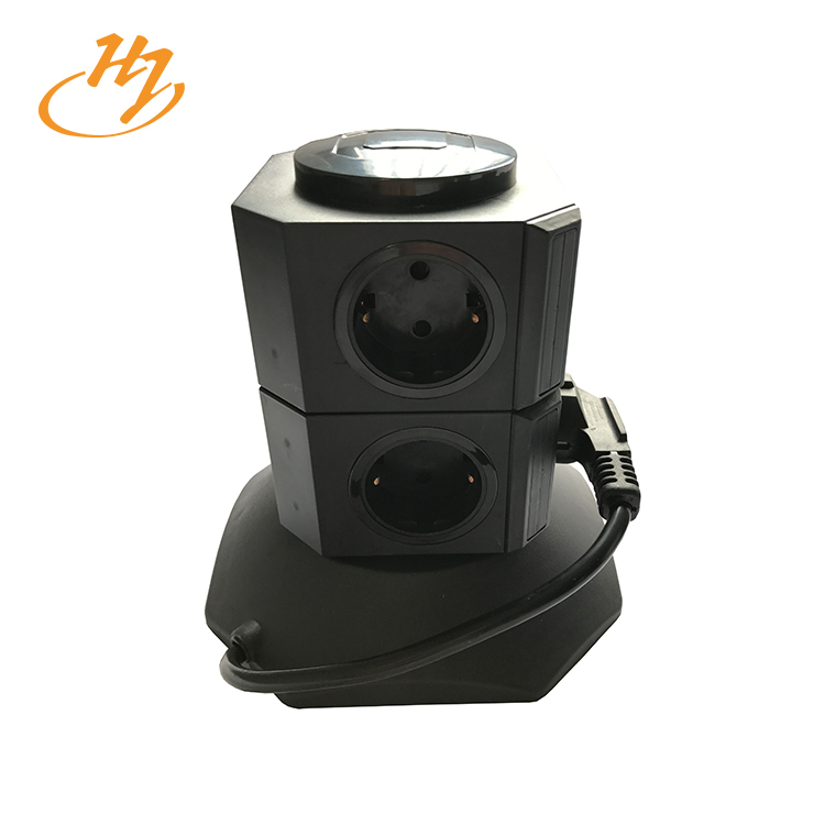 Black 2-USB 2-Layers Tower Extention Socket