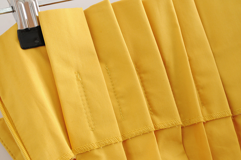 Solid Color Yellow Belt Dress