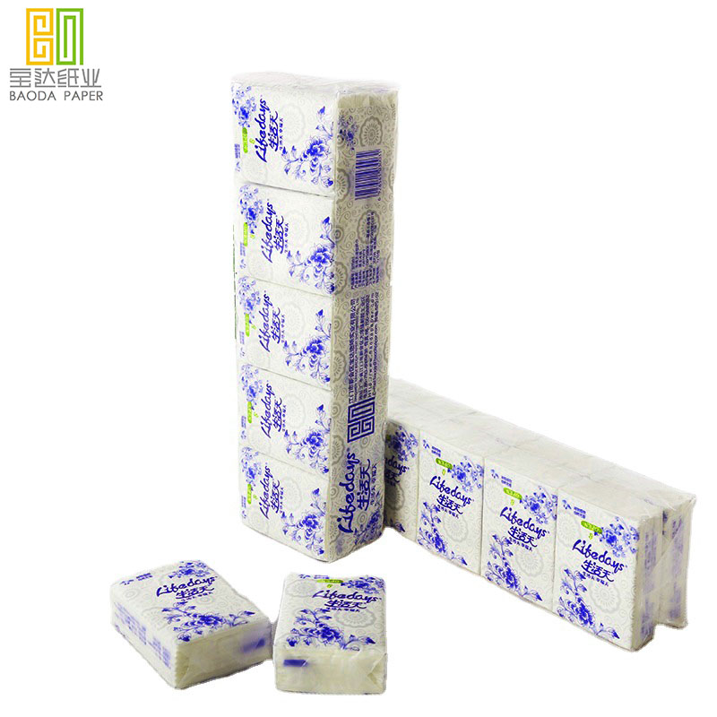 Folded handkerchief paper in mini packaging