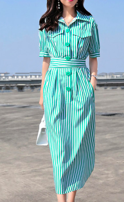 Casual Cotton Striped Dress