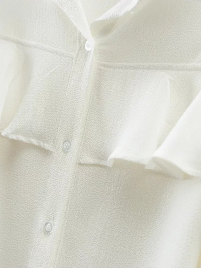 White Pleated Off Women Blouses