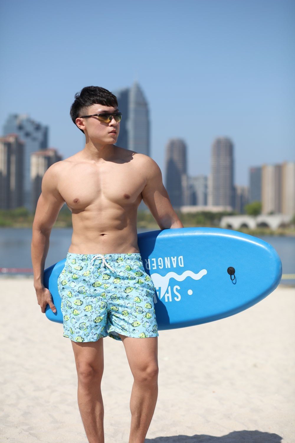 120GSM Microfiber Polyester Coating Digital Print Brief Mesh Lining for Swim Quick Dry Water Repellent Man's Swimming Short