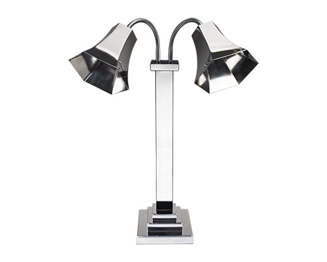 Two Light Heat Lamp with Copper Hexgona Shade Flexable and Square Base