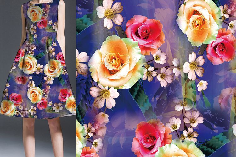 Digital Printed Crepe Crinkle Dress Fabric