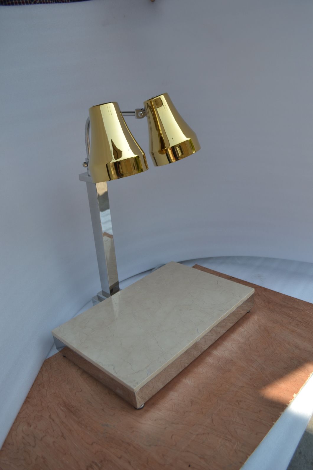White Base Carving Station with Double Heat Lamp
