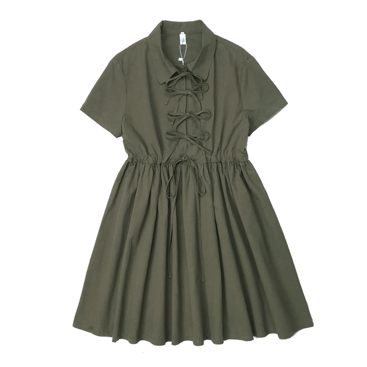 Women Cotton Bow Tie Summer Dress
