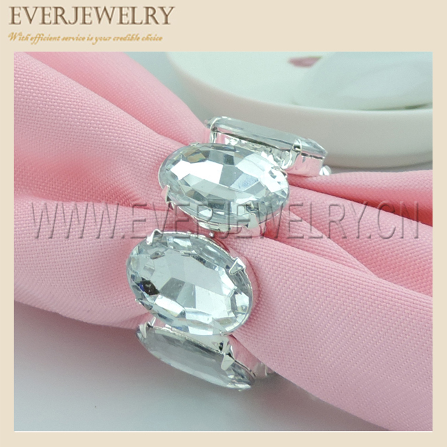 Brilliant Oval Acrylic Rhinestone Napkin Rings for Wedding Favor