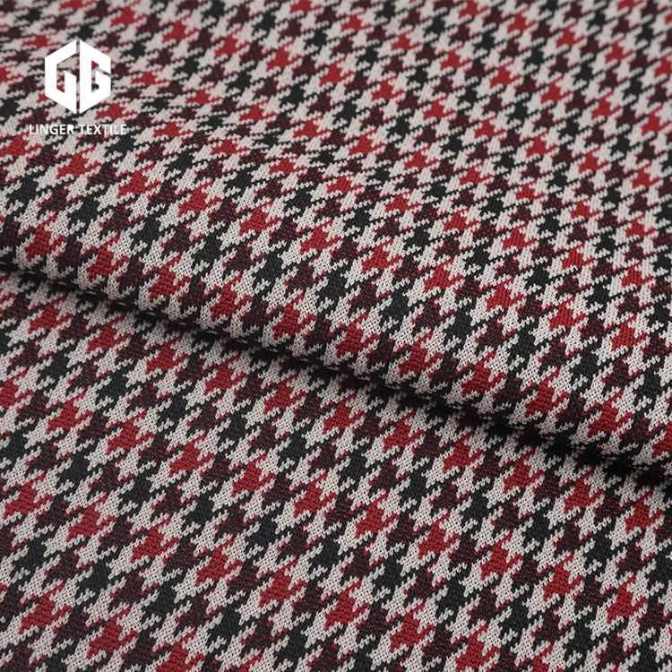 2019 وصول جديد Houndstooth و Jacquard Fabric أقمشة بوليستر