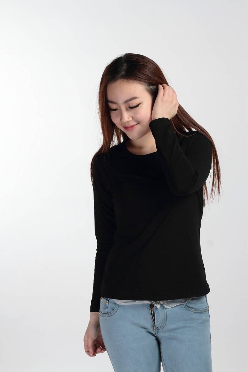 Custom Long Sleeves T Shirt Women Round Neck Blank Tshirt (TW-028)