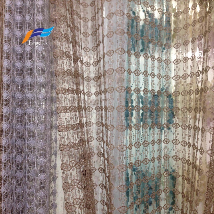 Fancy Embroideted Sheer Voile Window Curtain Fabric 3