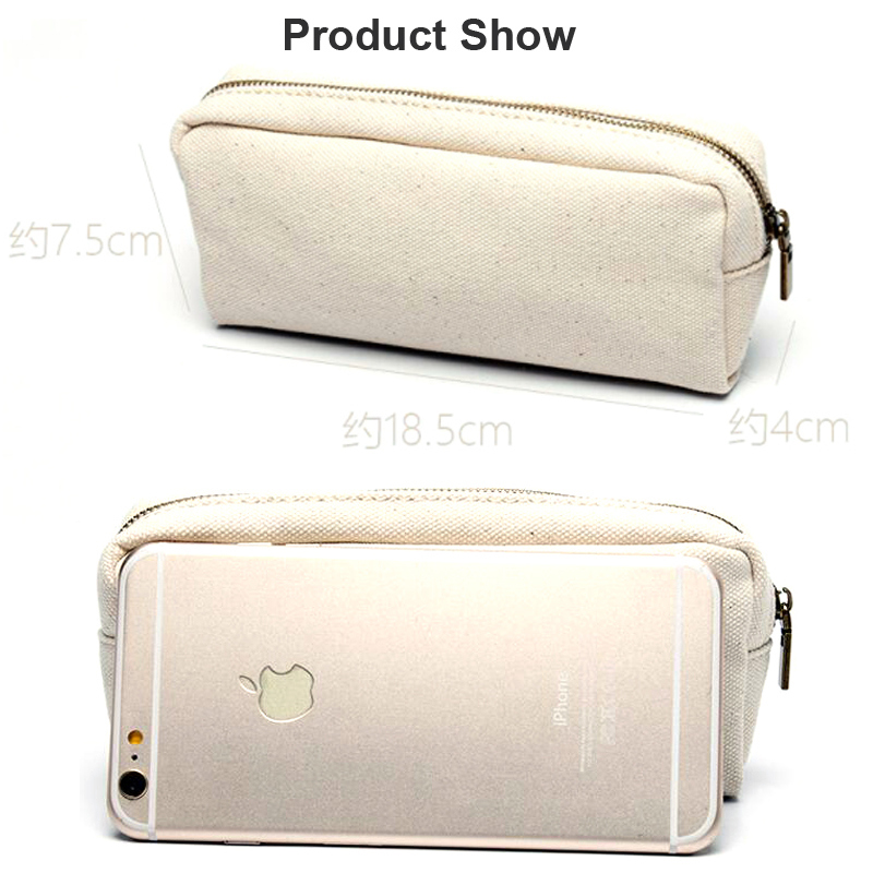 Promotional School Zippler Closure Canvas Cosmetic Bag Pencil Bag Pen Bag