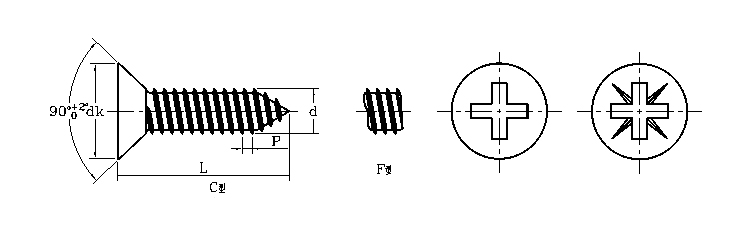 Cross Recessed Countersunk Head Tapping Screws DIN7982