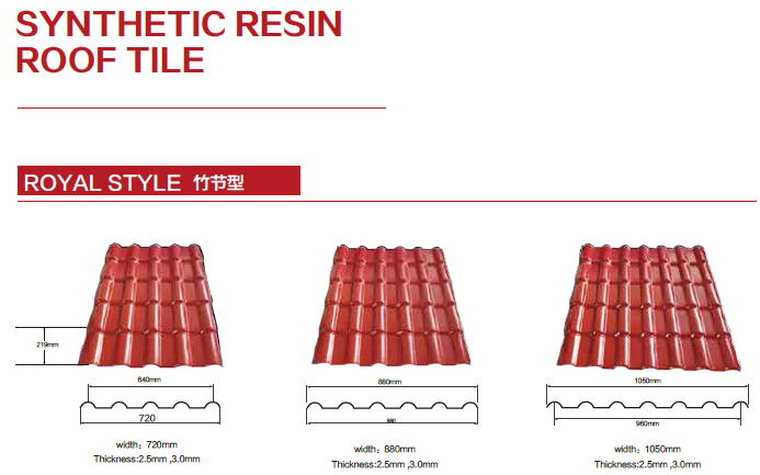 synthetic resin roof tile for prefab house