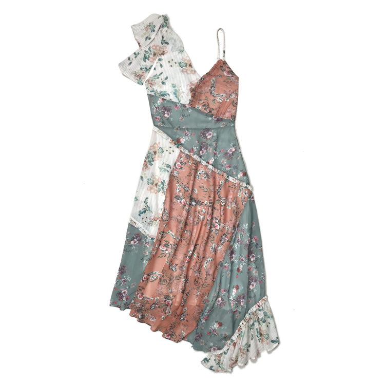 Chiffon Printed Patch Work Dress