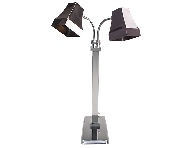 Two Light Heat Lamp with Copper Square Lamp Shade