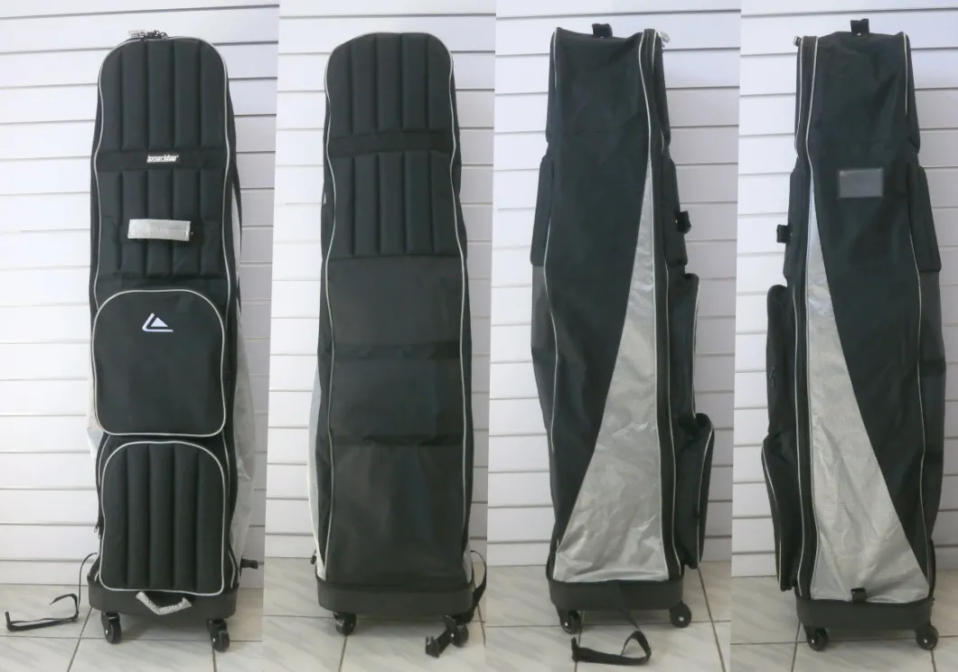 휠이있는 접이식 검은 색 골프 여행 가방
