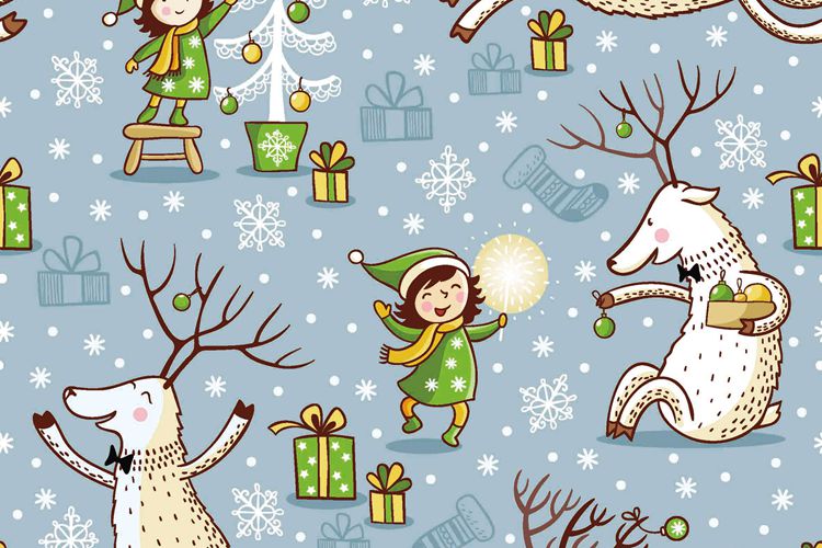 Christmas Woodland Print Fabric