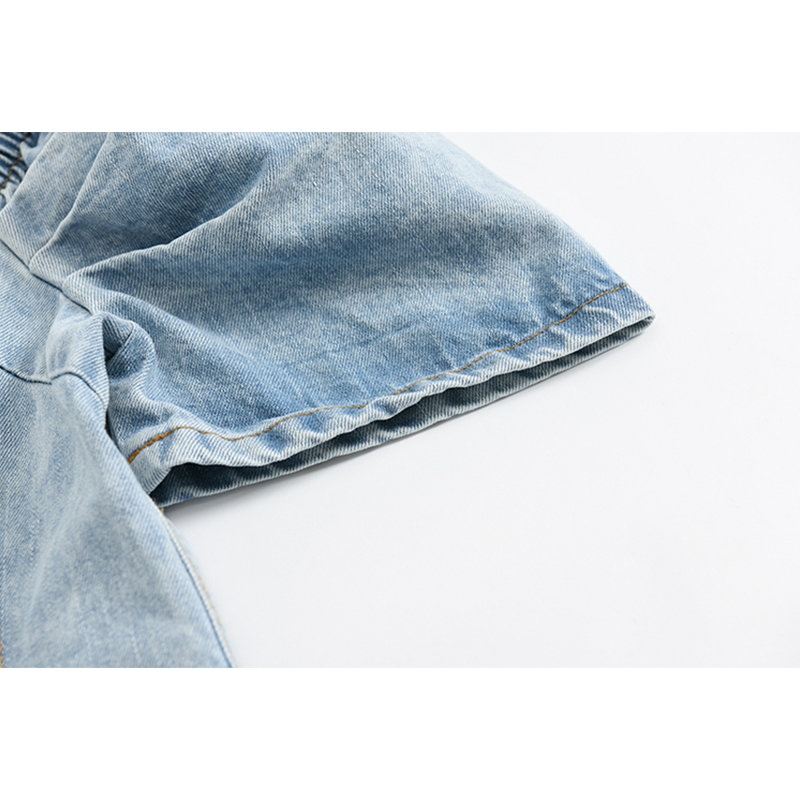 Plus Size Denim Botton Bow Dress
