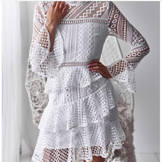 Lace Embroidery Mesh Casual Dress