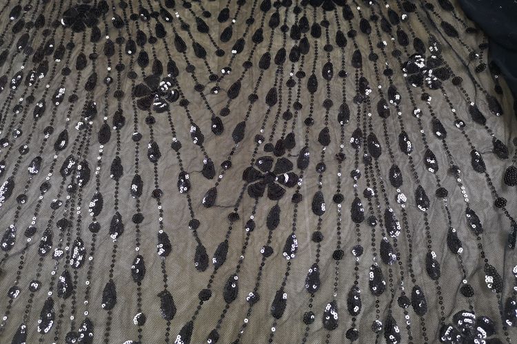 Custom Black Sequin Embroidered Fabric