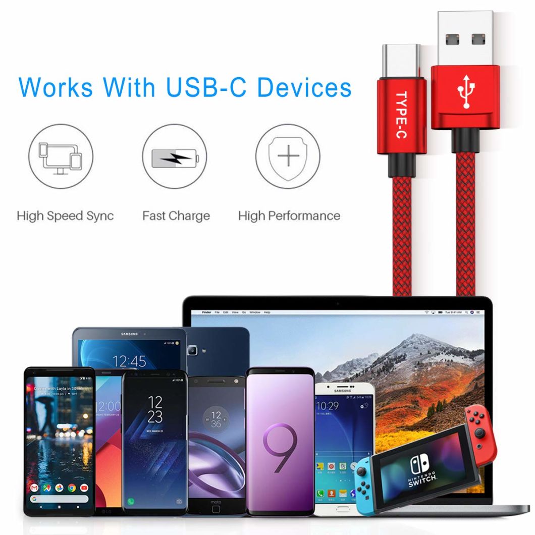 USB 2.0 a to Type C OEM Logo Customusb Cable for Type C Colorful Luxury Charging