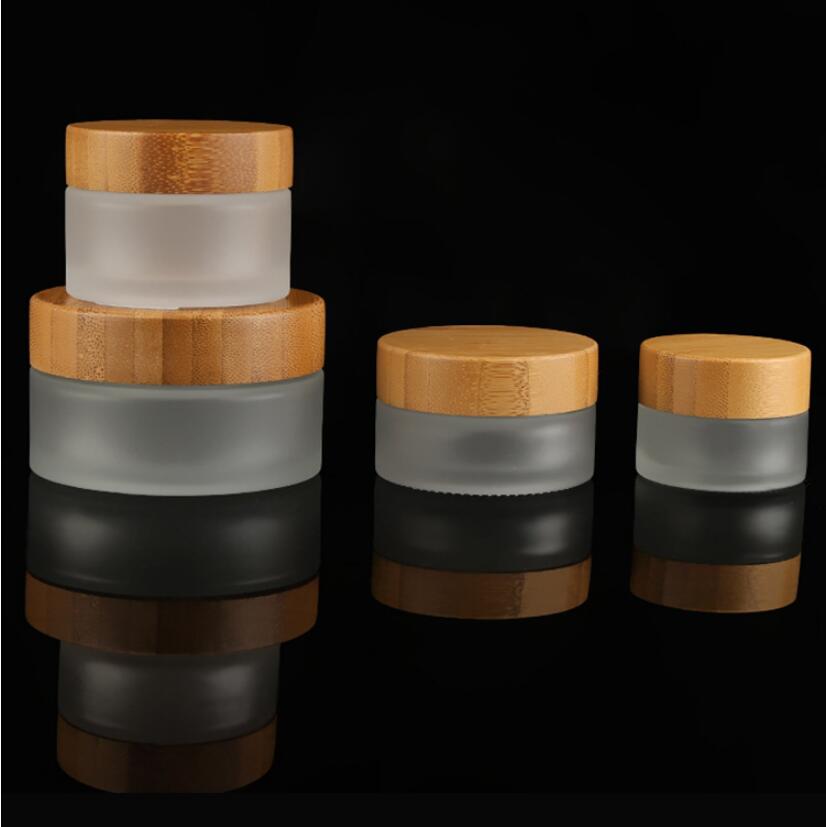 Bamboo cosmetic bottles and jars sets Bamboo lid 