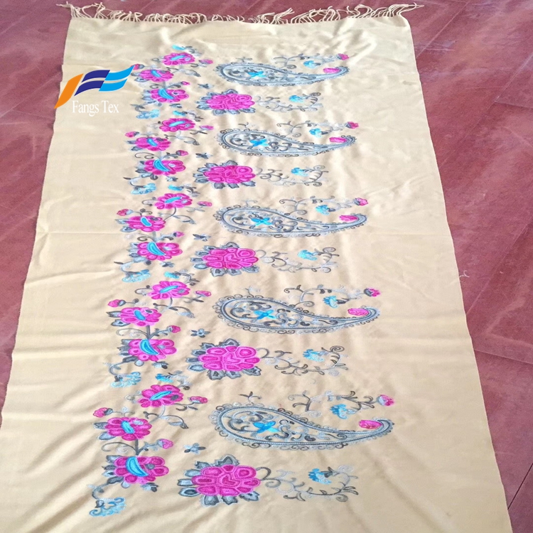 Muslim Embroidered Women Wool Scarf Fabric 6