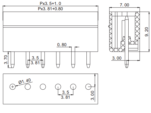2 pin 3.81mm Pitch plug-in PCB terminal block