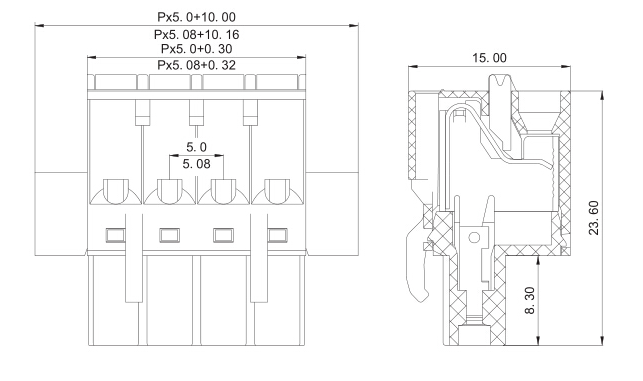 spring female and male din rail terminal block