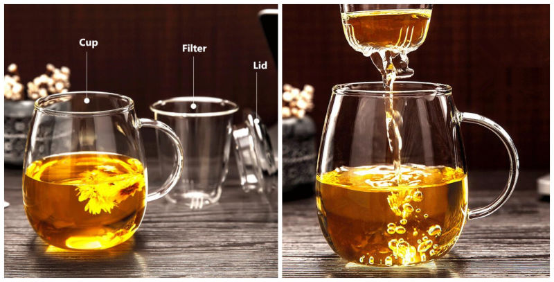 Creative Gift Tea Cup Birthday Gift Cup Glass Cup with Infuser Drinking Glass Tea Cup