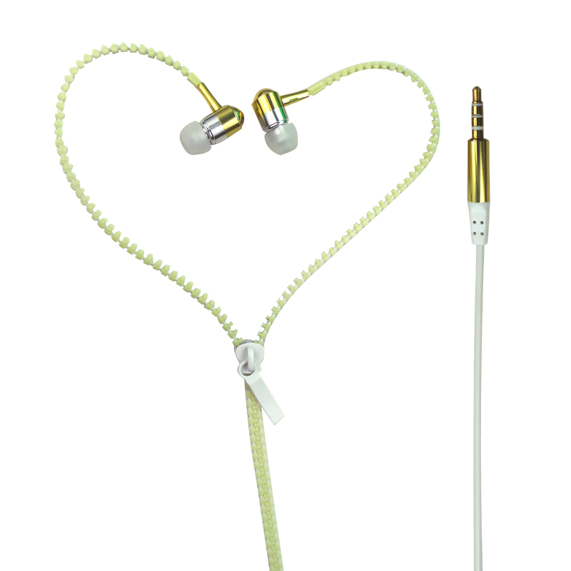 OEM ODM Metal Zipper Stereo In Ear Earphones